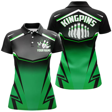 Women's Green Kingpins Bowling Polo Shirt N182