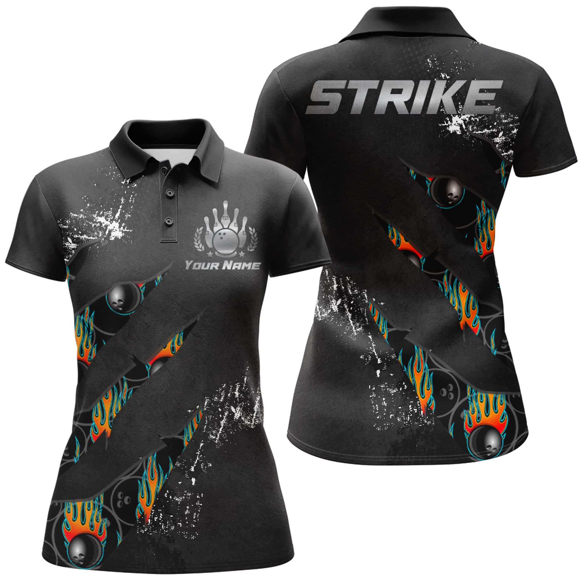 Women's Short Sleeve Bowling Polo Shirt - Strike N103