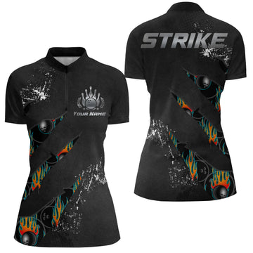 Women's Custom Quarter-Zip Bowling Shirt - Strike Short Sleeve Jersey N103