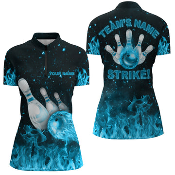 Women's Custom Flames Bowling Quarter-Zip Jersey N179