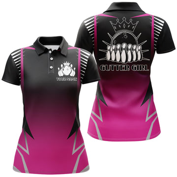 Women's Pink Gutter Girl Bowling Polo Shirt N154