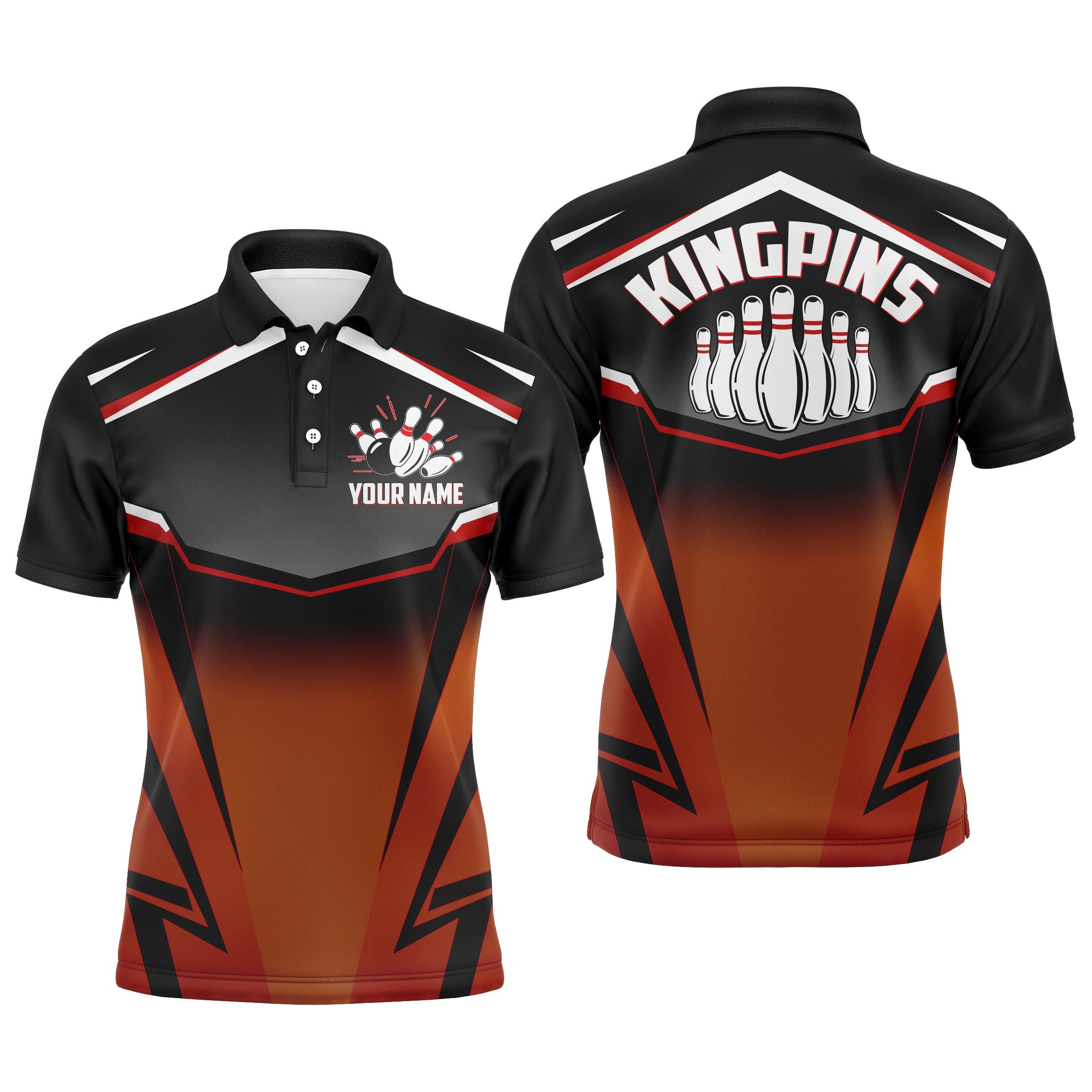 Men's Kingpins Orange Bowling Polo Shirt N157