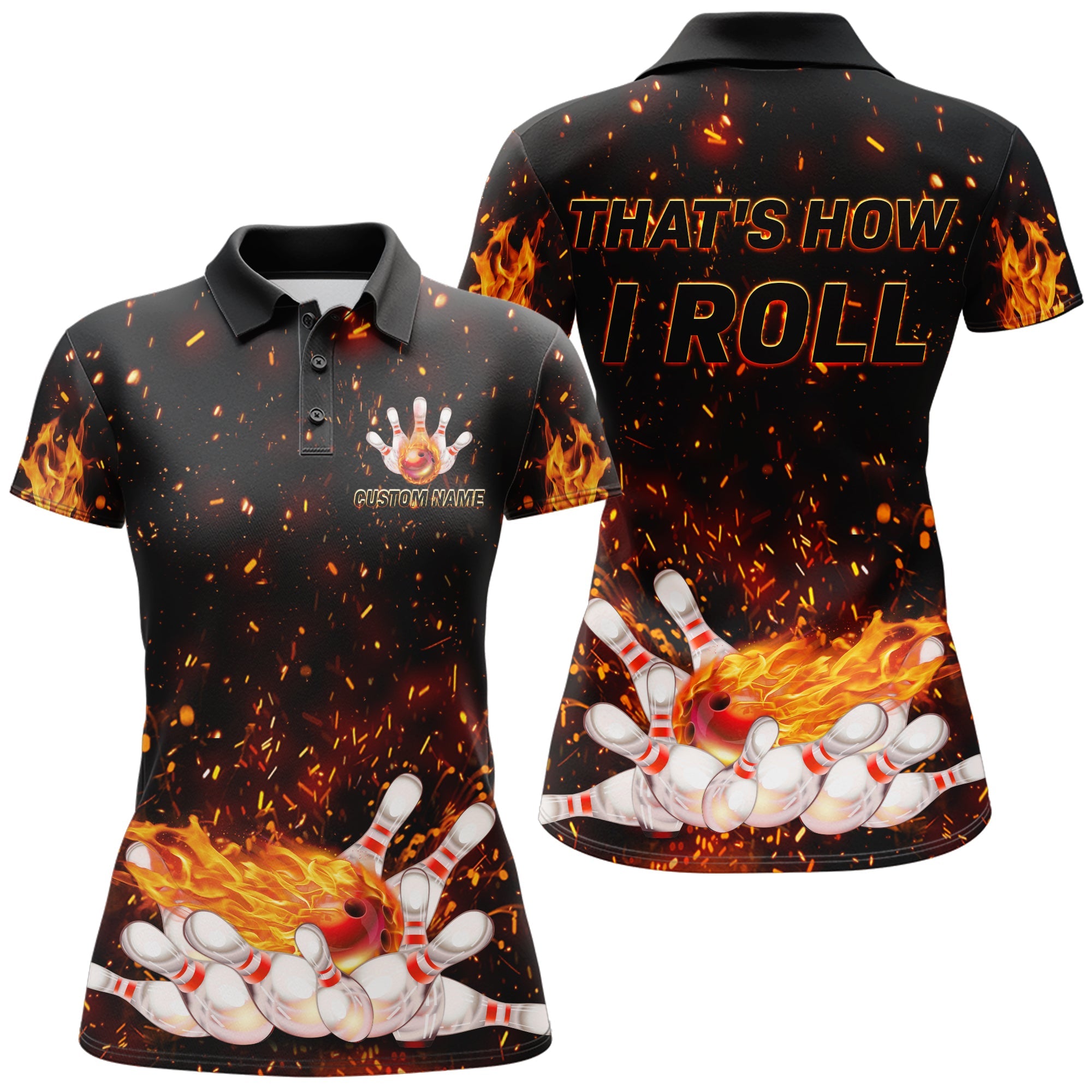 Personalised Black Bowling Polo Shirt for Women N139