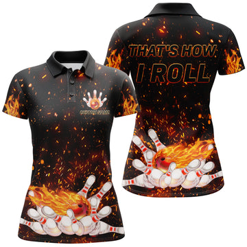 Personalised Black Bowling Polo Shirt for Women N139