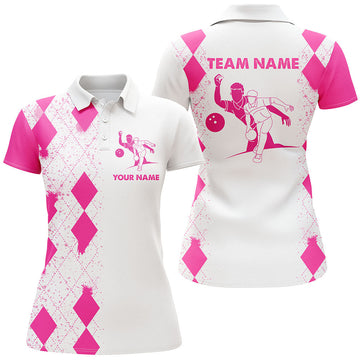 Custom Pink Polo Bowling Shirt for Women N106