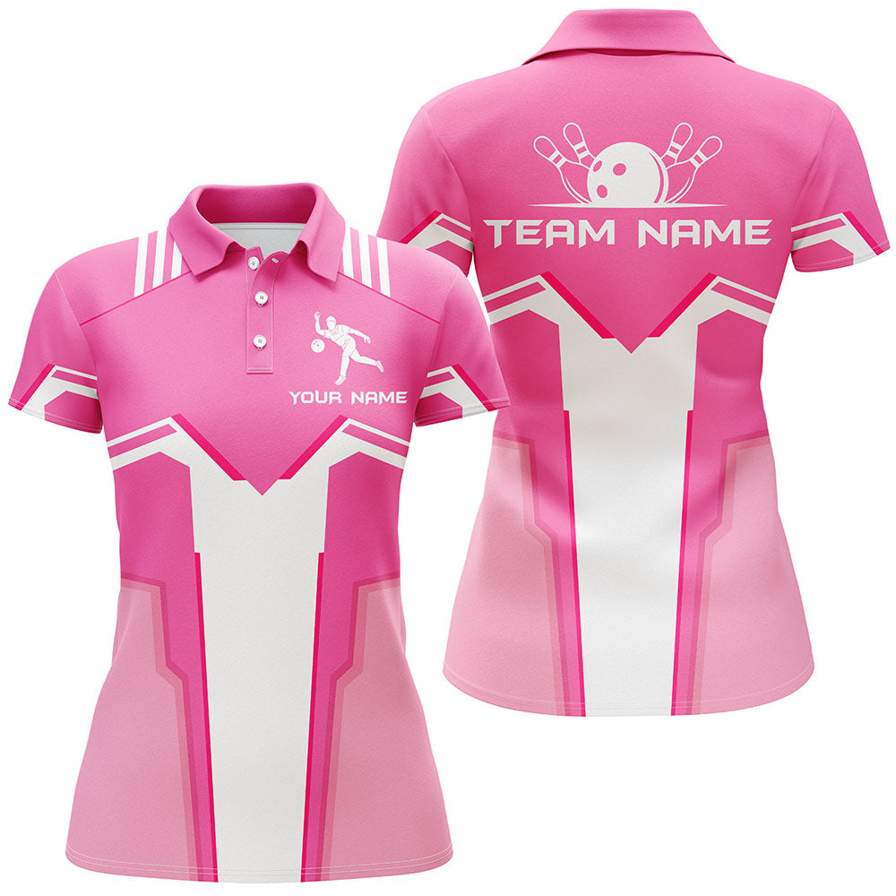 Pink Personalised Women's Bowling Polo Shirt N107