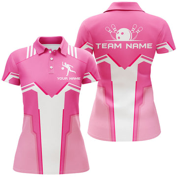 Pink Personalised Women's Bowling Polo Shirt N107