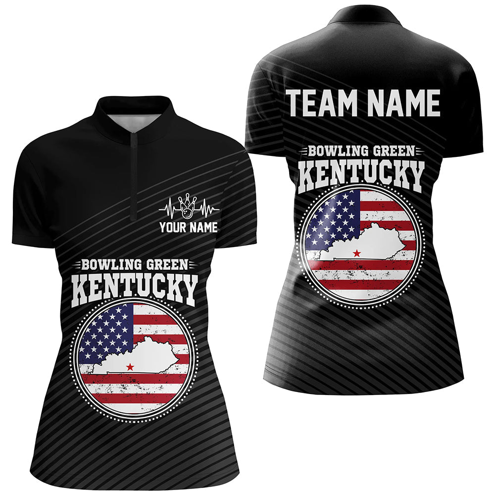 Women's Custom Bowling 1/4 Zip Shirt - Green Kentucky Q303