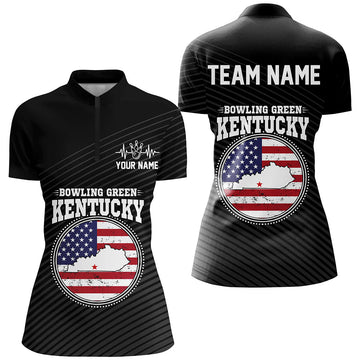 Women's Custom Bowling 1/4 Zip Shirt - Green Kentucky Q303