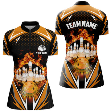 Orange Camo Bowling Jersey Women's 1/4 Zip Q259