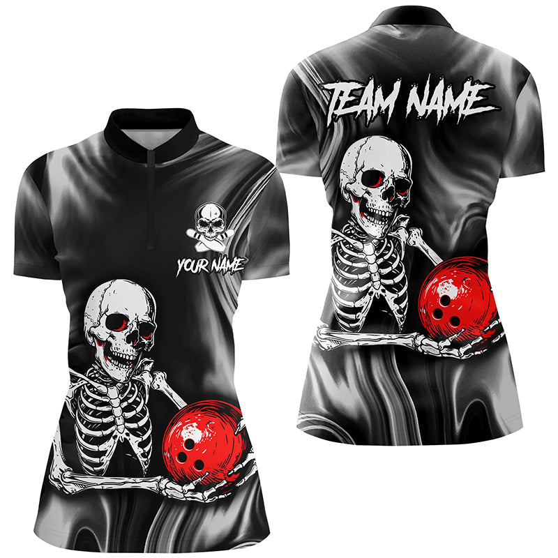 Women's Skull Bowling Team Quarter-Zip Shirt Q418