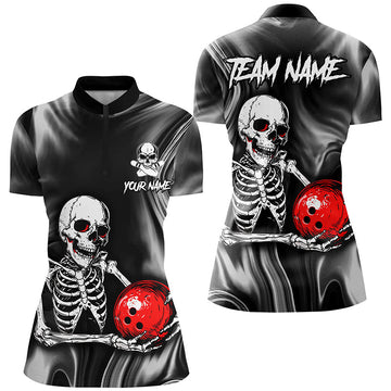 Women's Skull Bowling Team Quarter-Zip Shirt Q418