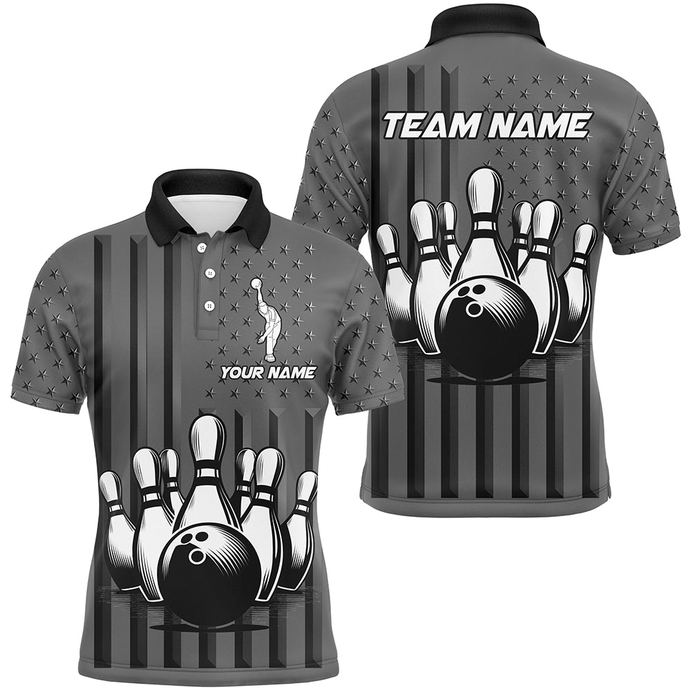 Men's Camo Bowling Jersey Polo Shirt Q276