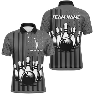 Men's Camo Bowling Jersey Polo Shirt Q276