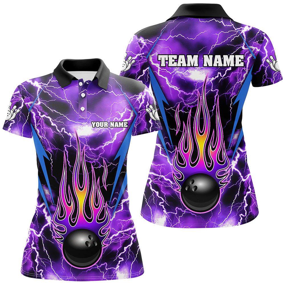 Women's Flame Bowling Team Polo Shirt Q277