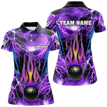 Women's Flame Bowling Team Polo Shirt Q277
