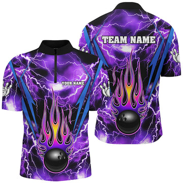 Men's Thunder Bowling 1/4 Zip Team Shirt - Flame Q277