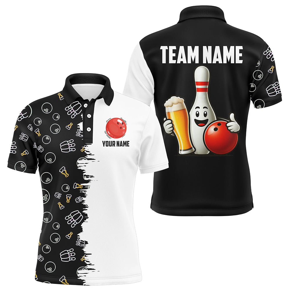 Custom Funny Beer Bowling Polo Shirt for Men Q403