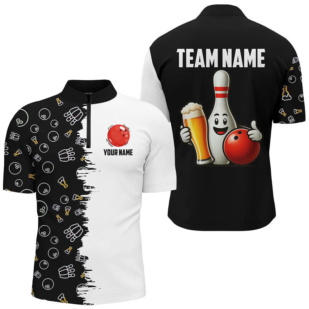 Men's Custom Funny Bowling Team 1/4 Zip Shirt Q403