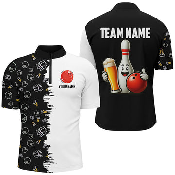 Men's Custom Funny Bowling Team 1/4 Zip Shirt Q403