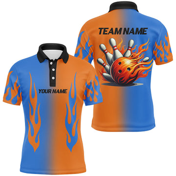 Men's Flame Bowling Team Polo Shirt Q292