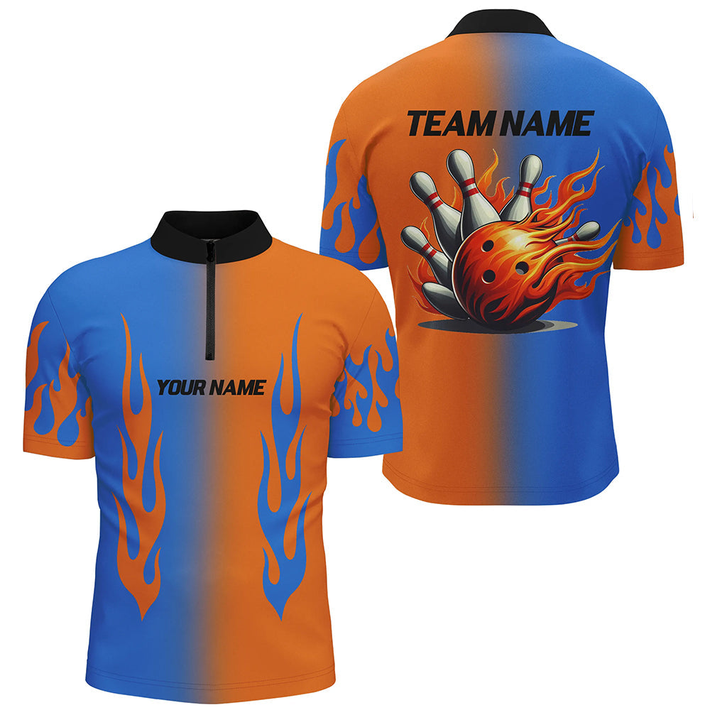 Men's Flame Bowling Team Quarter Zip Shirt Q292