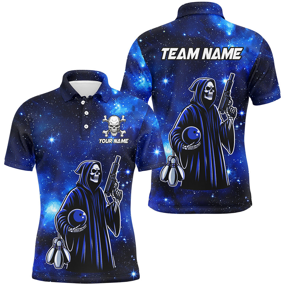 Men's Skull Bowling Team Polo Shirt Q301