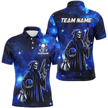 Men's Skull Bowling Team Polo Shirt Q301