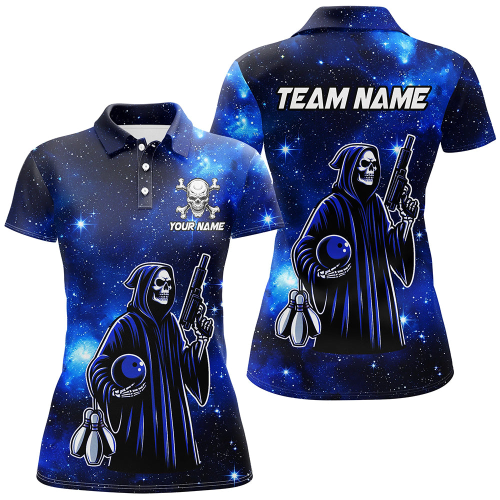 Women's Skull Bowling Team Polo Shirt Q301