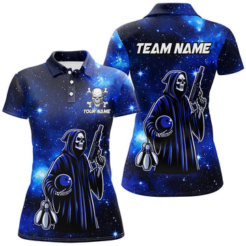 Women's Skull Bowling Team Polo Shirt Q301
