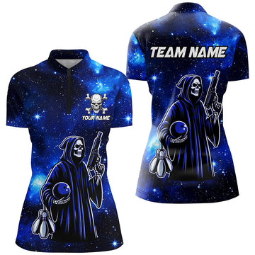 Women's Skull Bowling Team 1/4 Zip Shirt Q301