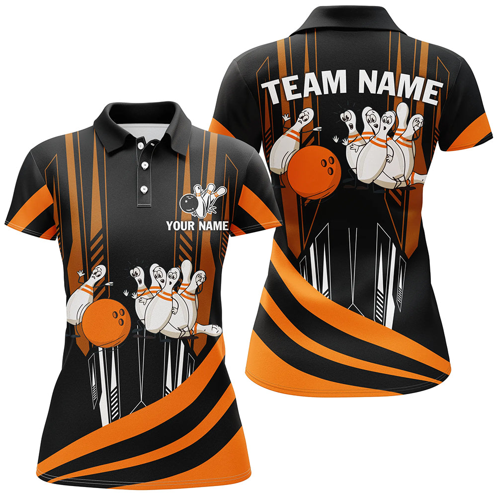 Orange Camo Women's Bowling Polo Shirt Q258