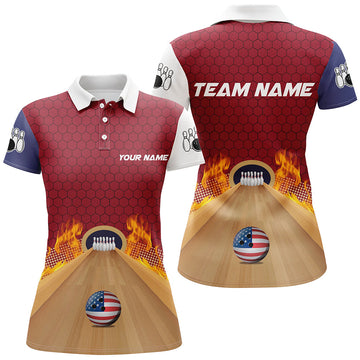 Personalised Women's Flame Bowling Polo Shirt Q286