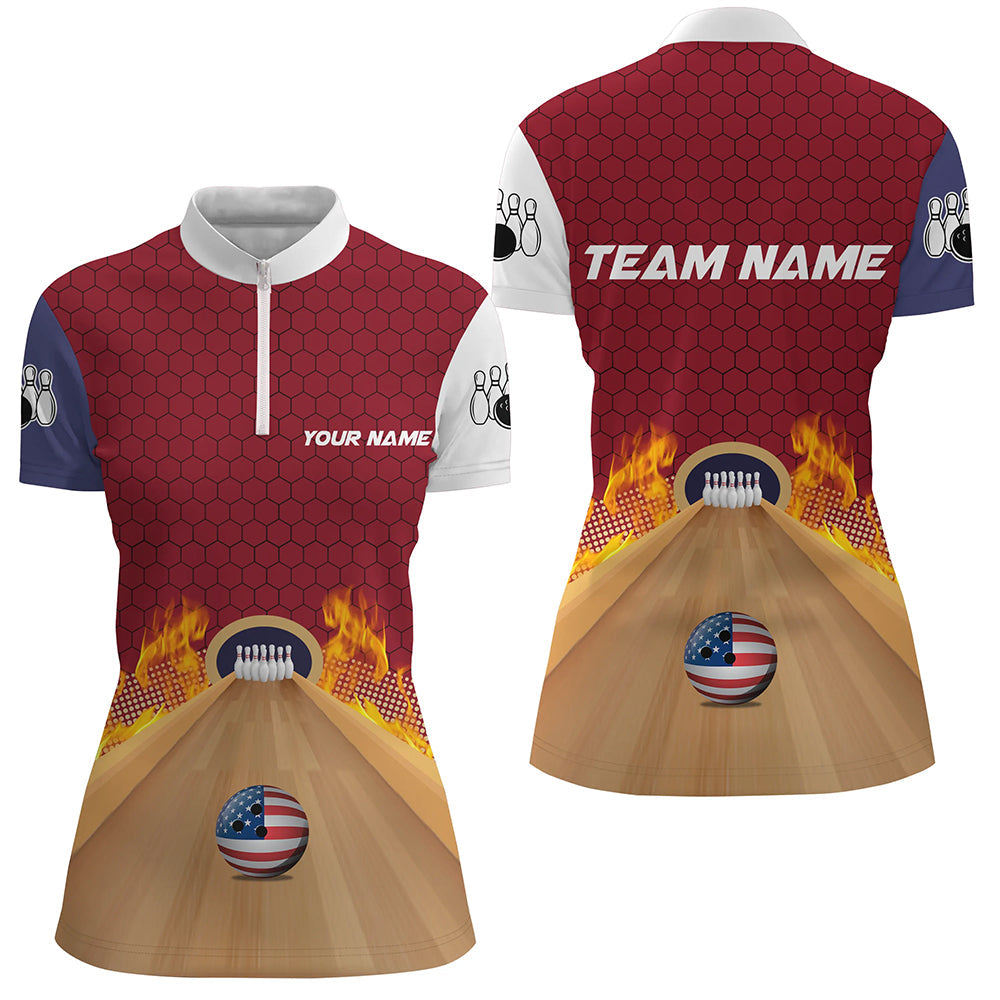 Women's Flame Bowling Quarter-Zip Shirt Q286