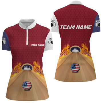Women's Flame Bowling Quarter-Zip Shirt Q286