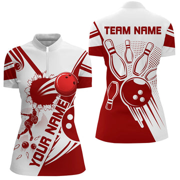 Women's 1/4 Zip Personalised Bowling Shirt Q408