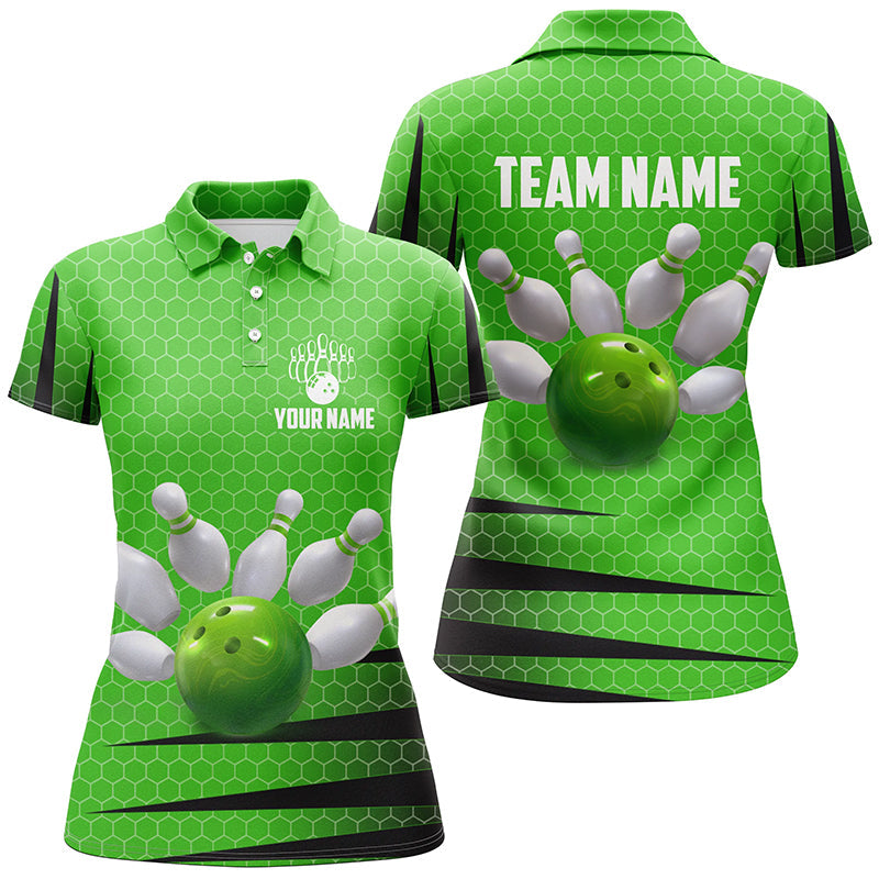 Women's Green Bowling Jersey Polo Q270