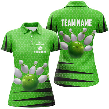 Women's Green Bowling Jersey Polo Q270