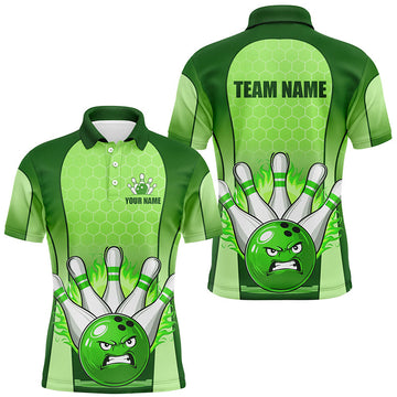 Personalised Green Men's Bowling Polo Shirt Q278