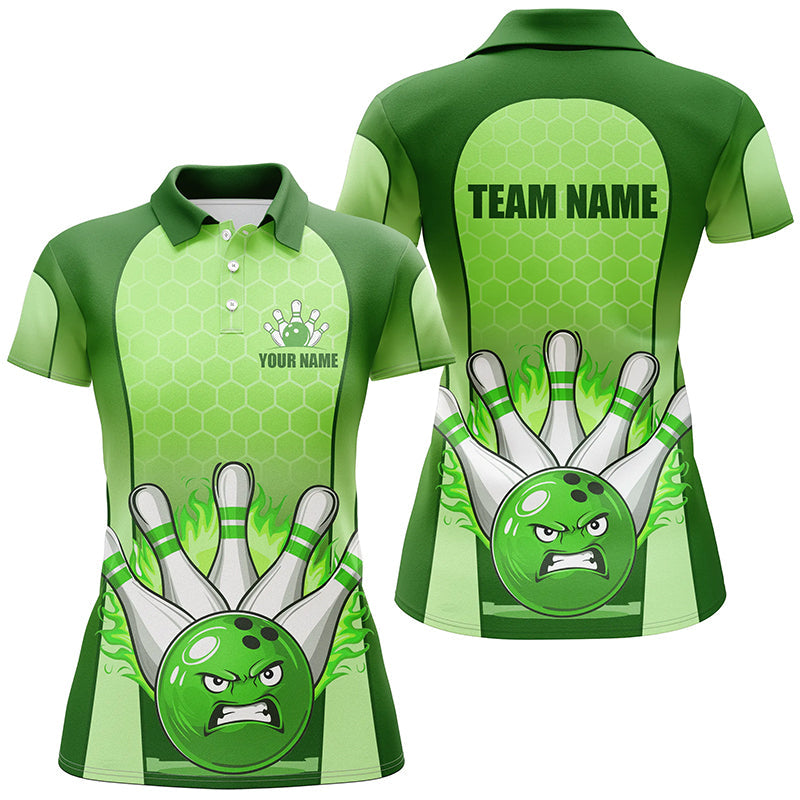 Women's Green Bowling Polo Shirt Q278