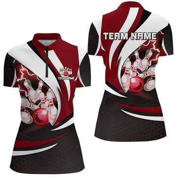 Women's Camo Quarter Zip Bowling Shirt - Thunder Team Q429
