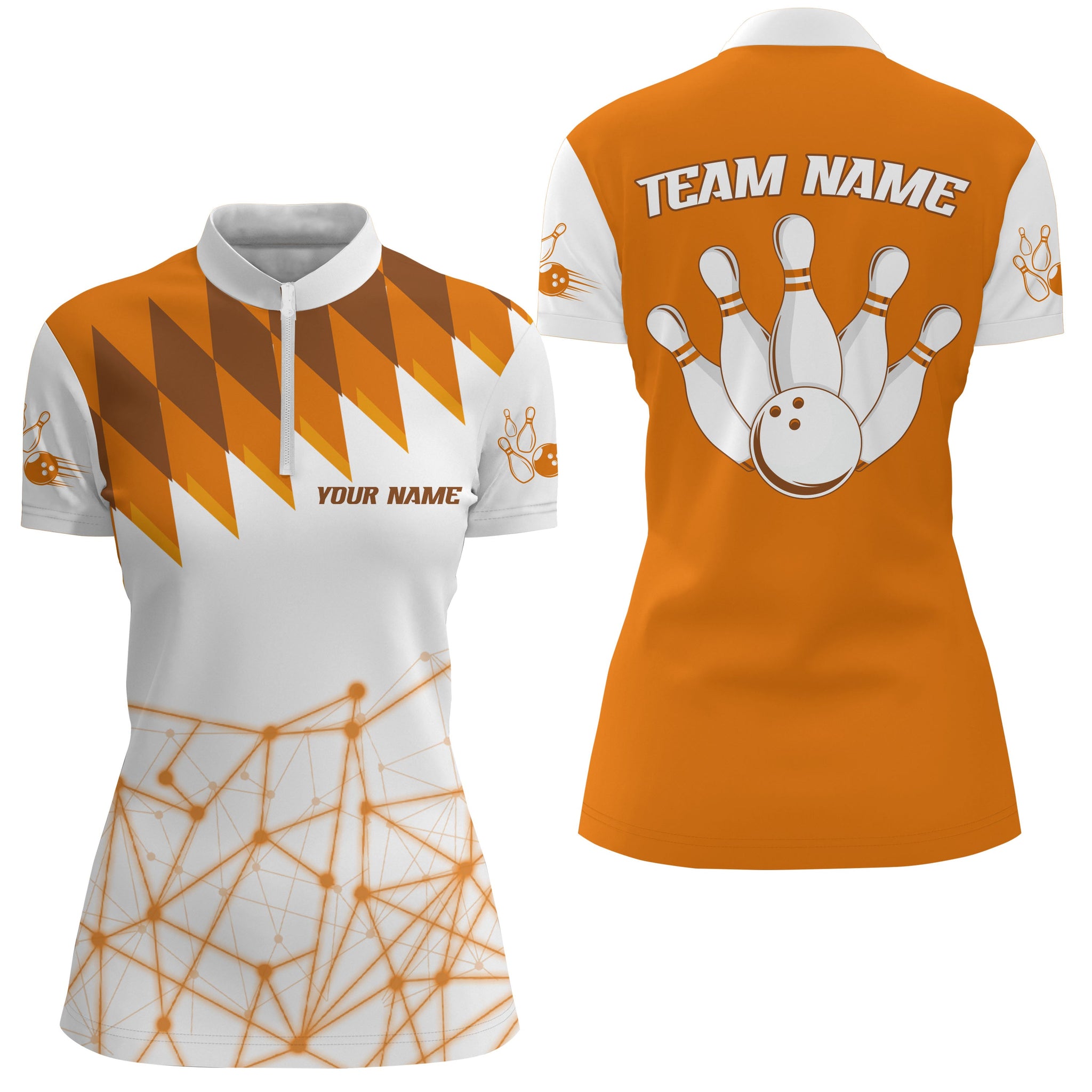 Personalised Women's 1/4 Zip Bowling Shirt Q279