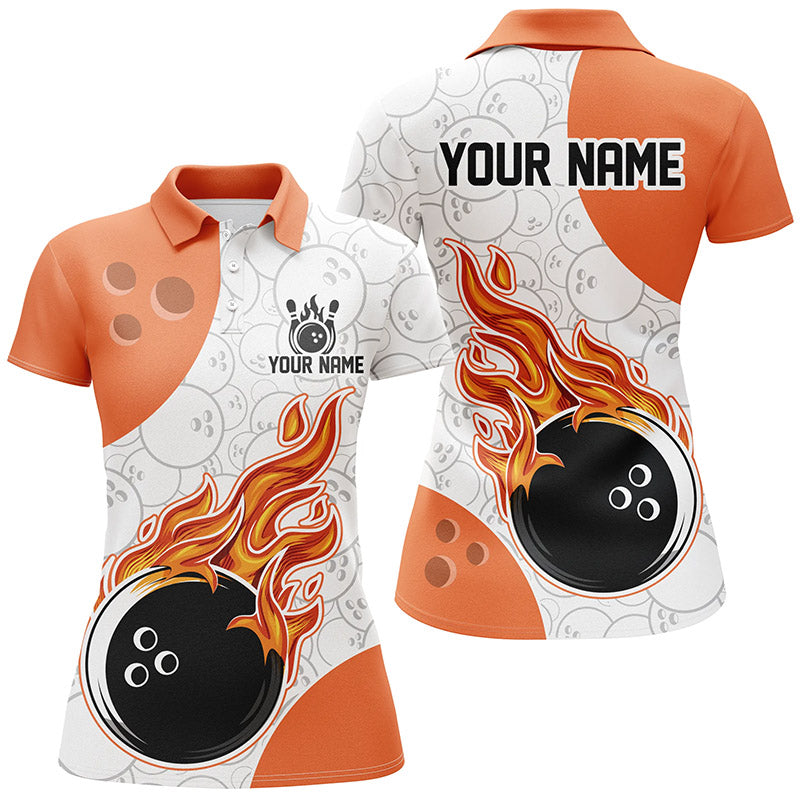 Custom Orange Bowling Polo Shirt for Women Q283