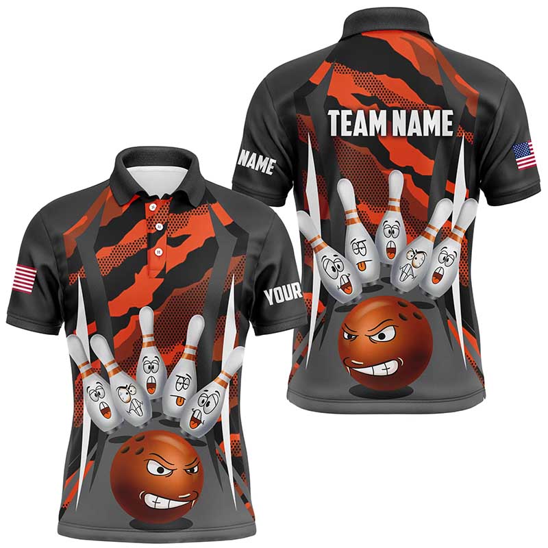 Men's Camo Bowling Polo Shirt - Orange Q290