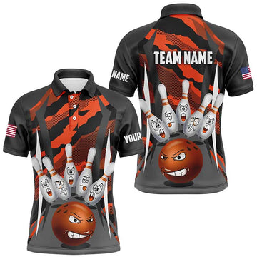 Men's Camo Bowling Polo Shirt - Orange Q290