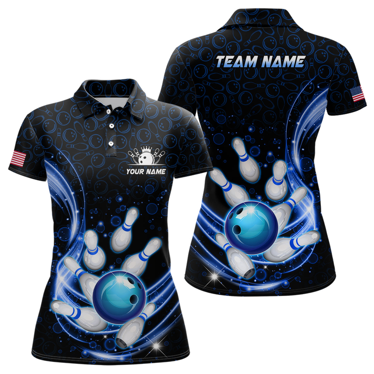 Custom Camo Bowling Polo Shirt for Women Q251