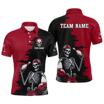 Men's Skull Bowling Polo Shirt Q407