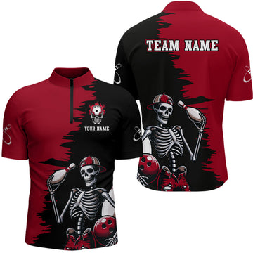Men's Skull Bowling Quarter Zip Jersey Q407