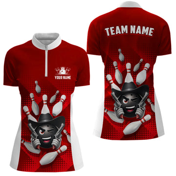 Personalised Funny Bowling Jersey for Women - Quarter-Zip Q409