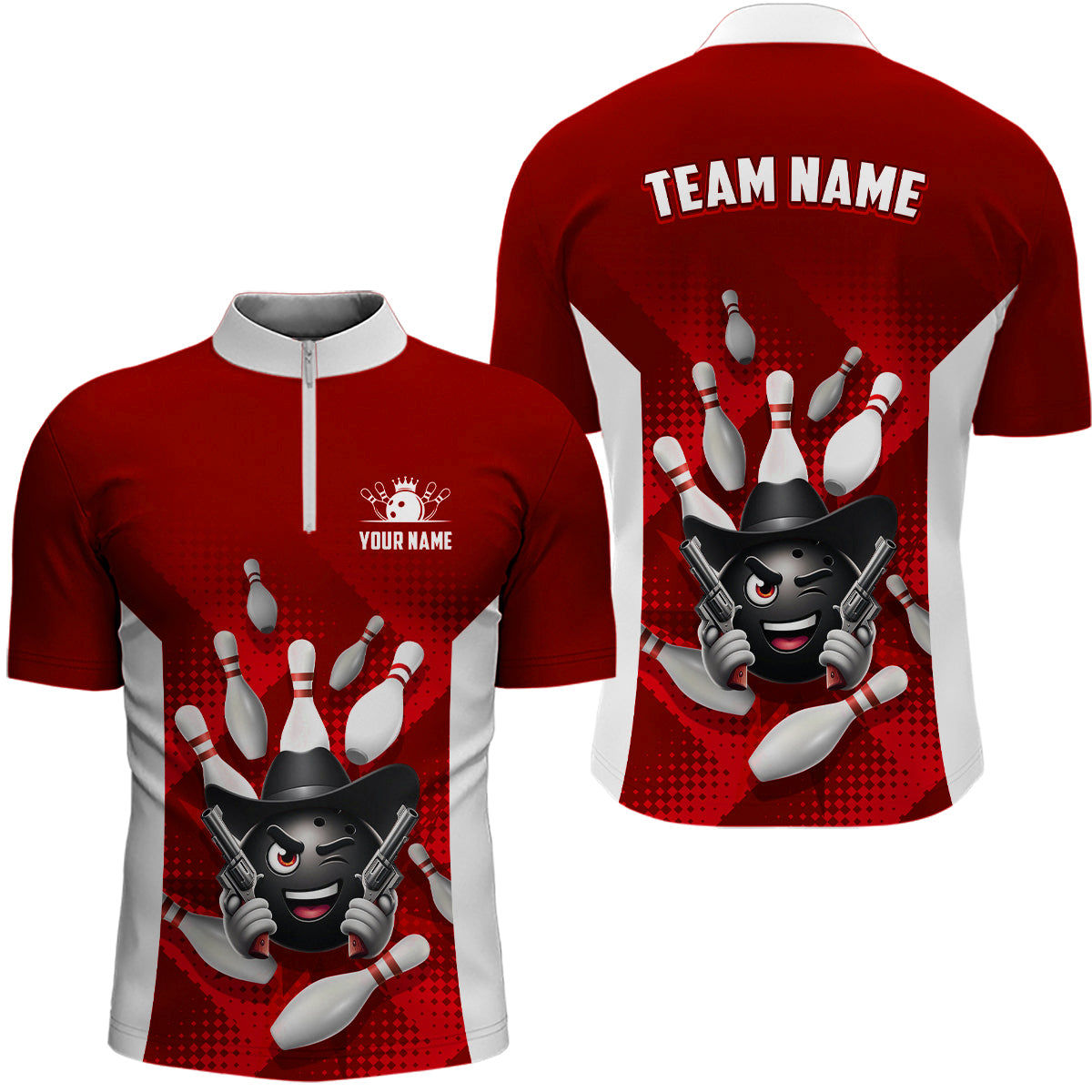 Personalised Funny Bowling Jersey for Men - Quarter-Zip Q409